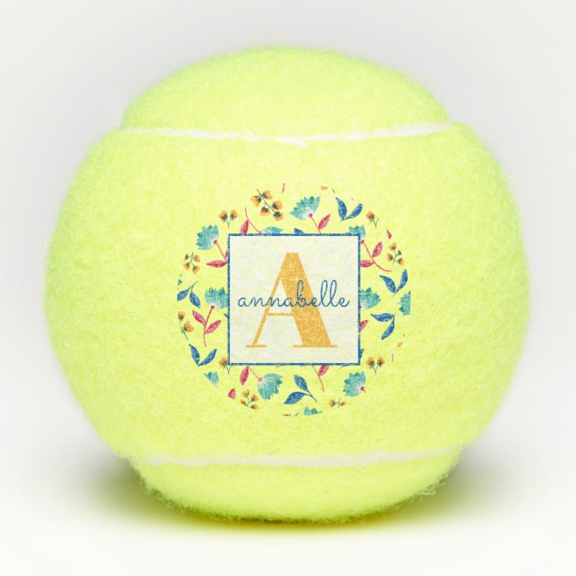 Mit Monogramm Folkloremuster Tennisbälle (Vorderseite)