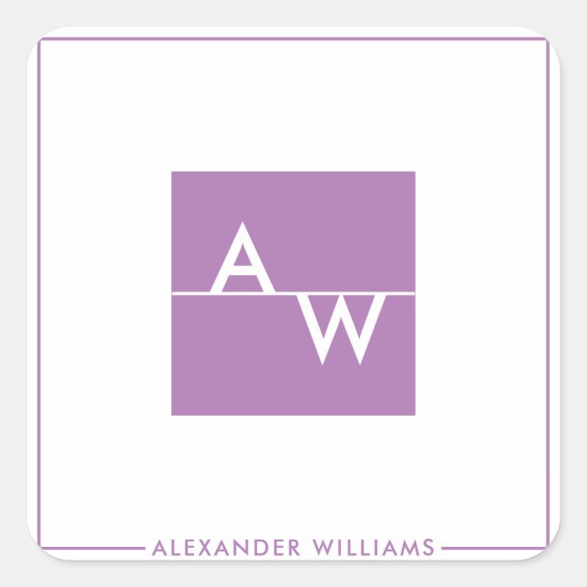 Mit Monogramm Formular Quadratischer Aufkleber (Vorderseite)