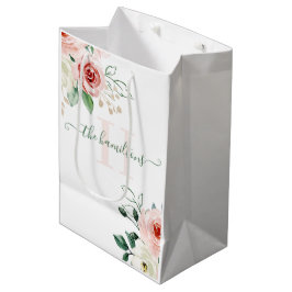 Mit Monogramm Foto Aquarellfarben Rosenstopfbeutel Mittlere Geschenktüte