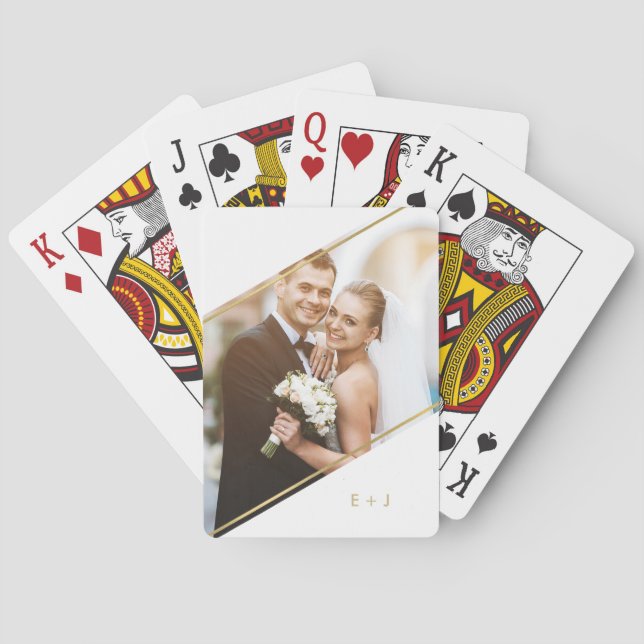 Mit Monogramm Foto für Minimalistischen Winkel Spielkarten (Rückseite)