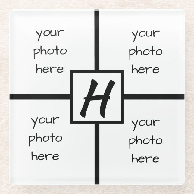 Mit Monogramm Foto Glasuntersetzer (Vorderseite)