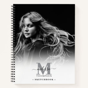 Mit Monogramm Foto Schwarz-weiß Artist Sketchbook Notizbuch
