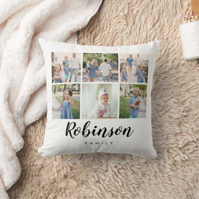 Mit Monogramm Fotocollage Classic-Familie | Kissen (Decke)