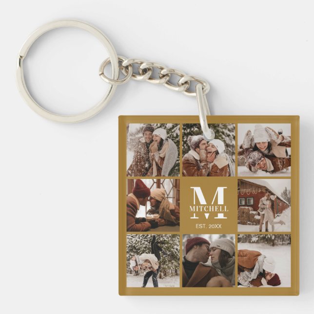 Mit Monogramm FotoCollage | Monogramm-Geschenk Schlüsselanhänger (Vorderseite)