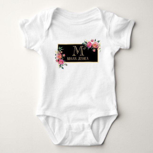 mit Monogramm Frau personalisiert Name Baby Baby Strampler (Vorderseite)