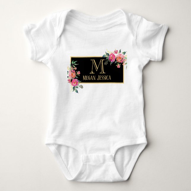 mit Monogramm Frau personalisiert Name Baby Strampler (Vorderseite)