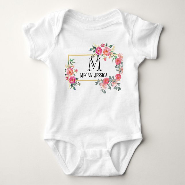 mit Monogramm Frau personalisiert Name Baby Strampler (Vorderseite)