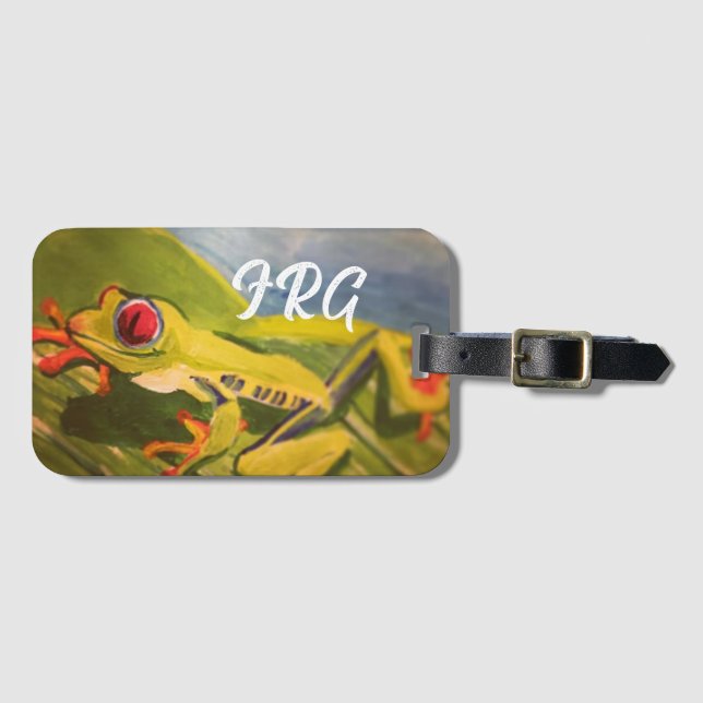 Mit Monogramm Frosch-Gepäckanhänger Gepäckanhänger (Vorderseite (Horizontal))
