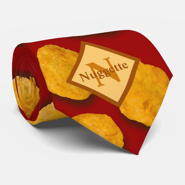 Mit Monogramm Funny Chicken Nugget Pattern Krawatte (Gerollt)