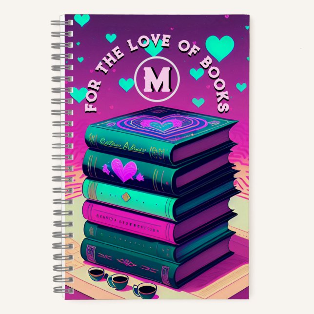Mit Monogramm für die Liebe von Büchern Notizbuch (Vorderseite)