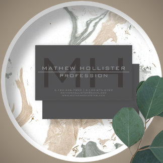 Mit Monogramm für Männer, grau Visitenkarte