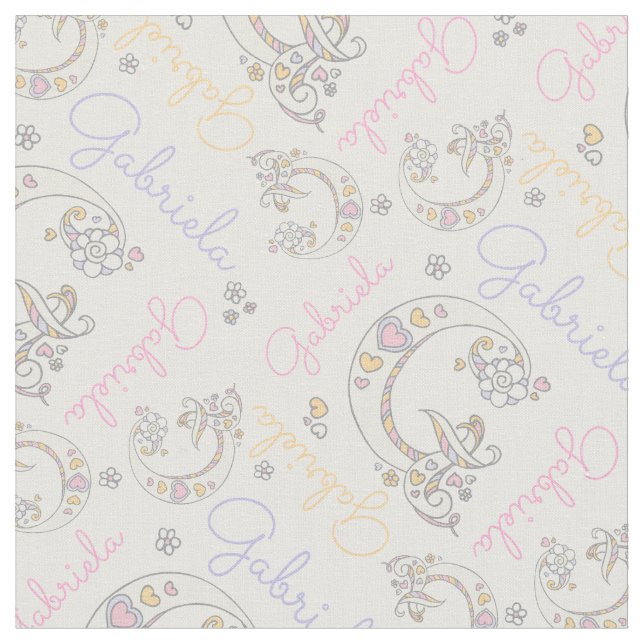 Mit Monogramm Gabriela Name und Buchstabe G Stoff (Nahaufnahme)