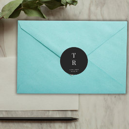 Mit Monogramm Gastgeschenk Hochzeit in Schwarz und Runder Aufkleber