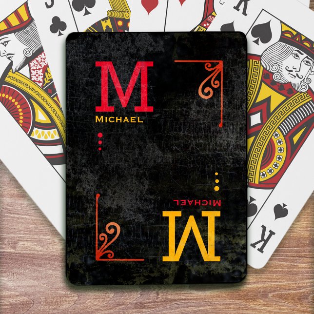 mit Monogramm gealtertes schwarzes Deck Spielkarten (Von Creator hochgeladen)