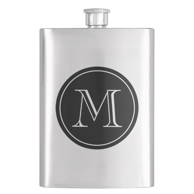 mit Monogramm, geflochtener Edelstahlkolben Flachmann (Vorderseite)