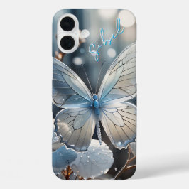Mit Monogramm Gehäuse mit weißem Schmetterling - i iPhone 16 Plus Hülle