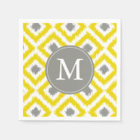 Mit Monogramm-Gelb- und Grau-Ikat-Diamantenmuster