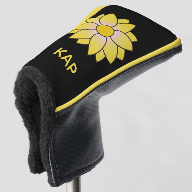 Mit Monogramm-Gelbe Daisy-Putter-Abdeckung Golf Headcover (3/4 Vorderseite)