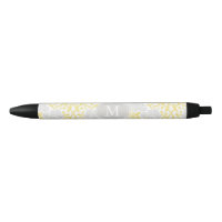 Mit Monogramm gelber grauer Blumendamast