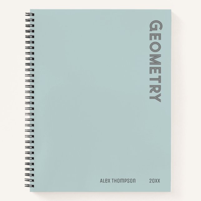 Mit Monogramm Geometrie, schlicht, modern, blau Notizbuch (Vorderseite)