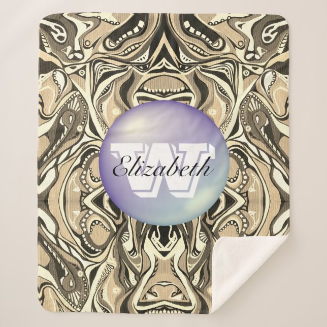 Mit Monogramm Geometrisches Artdeco Vivid Muster Sherpadecke (Vorderseite)