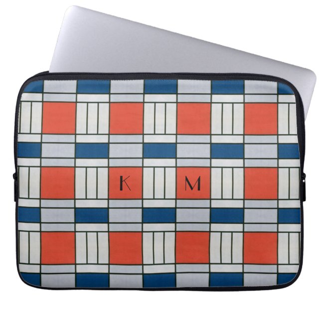 Mit Monogramm geometrisches Muster nach hinten Laptopschutzhülle (Vorderseite)