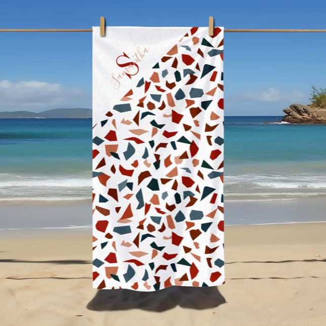 Mit Monogramm geometrisches Muster Strandtuch (Monogrammed Geometric Pattern Beach Towel.)