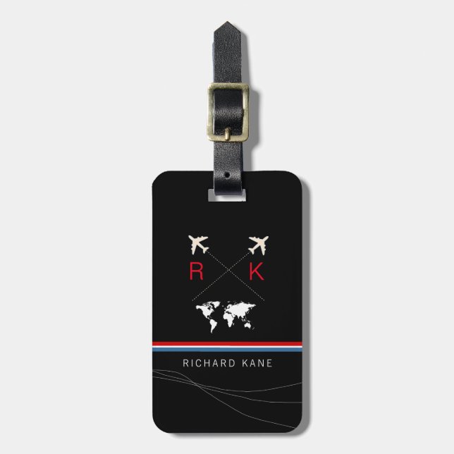 Mit Monogramm Gepäckanhänger (Vorderseite vertikal)
