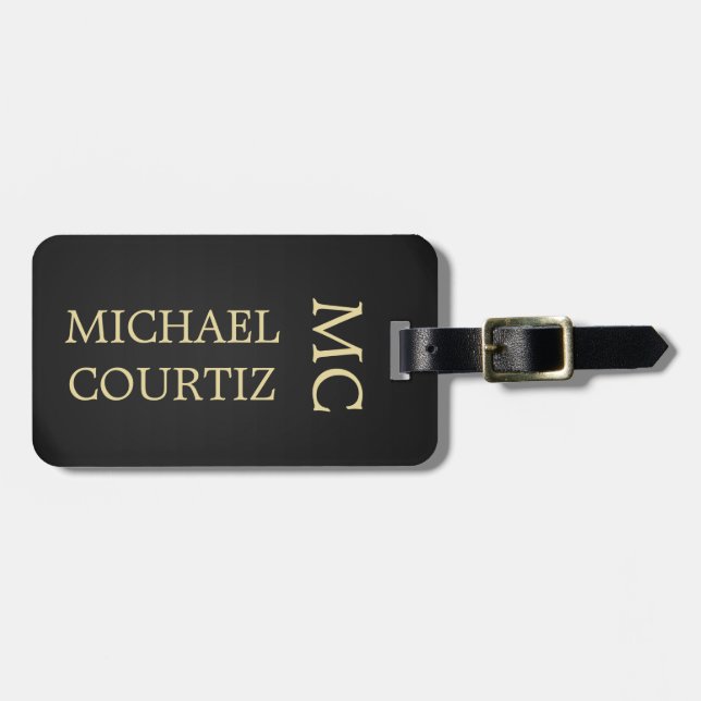 Mit Monogramm Gepäckträger für  Black Metal Gepäckanhänger (Vorderseite horizontal)
