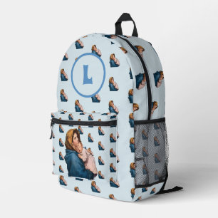 Mit Monogramm gesegnete Jungfrau Mary Blue Diaper  Bedruckter Rucksack