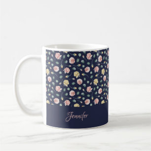Mit Monogramm Gesenkte Rose Blauer Blütenstaub Kaffeetasse