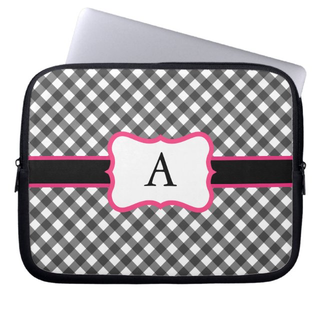 Mit Monogramm Gingham Laptop Case (Vorderseite)