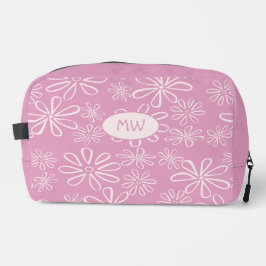 Mit Monogramm Girl-Rosa- und Blütenmuster Waschbeutel