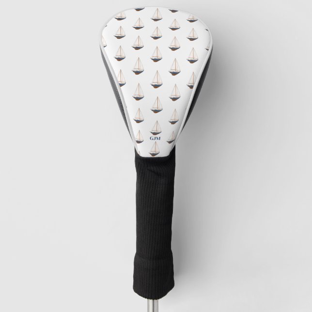Mit Monogramm, glatter Segelbock an der Küste Golf Headcover (Vorderseite)