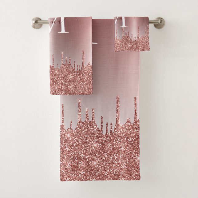 Mit Monogramm Glitzer für die Rose Gold Badhandtuch Set (Insitu)