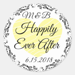 Mit Monogramm glücklich je nach Hochzeitsticker Runder Aufkleber