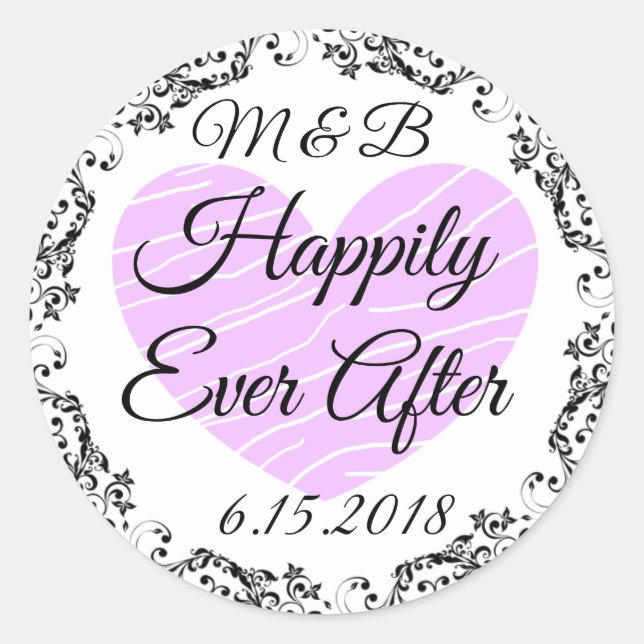 Mit Monogramm glücklich je nach Hochzeitsticker Runder Aufkleber (Vorderseite)