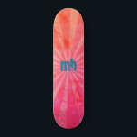 Mit Monogramm glühende Sonnenuntergänge Skateboard<br><div class="desc">Ein modernes grunes Röntgenmuster in Orange und Rosa mit einem gut bearbeitbaren Monogramm in Grau. Anpassen,  indem Sie den Text im Textfeld bearbeiten oder Text ohne Monogramm löschen.</div>