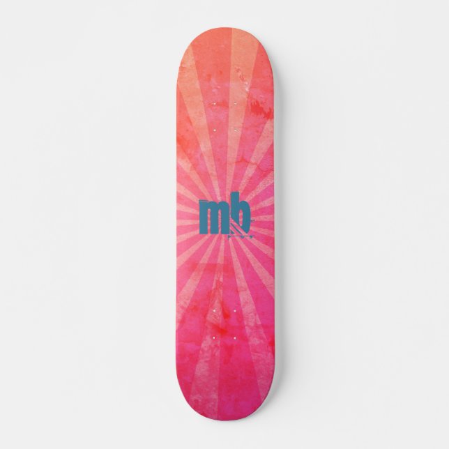 Mit Monogramm glühende Sonnenuntergänge Skateboard (Vorne)