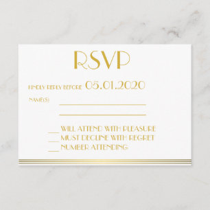 Mit Monogramm Gold Black Great Gatsby Wedding RSVP Karte