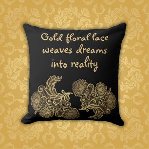 Mit Monogramm Gold-Blütenspitze   Kissen