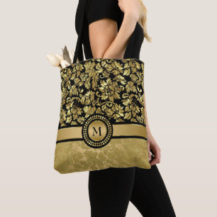 Mit Monogramm Gold Damask Tasche