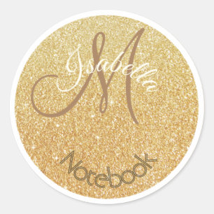Mit Monogramm Gold Glitzer Dot Runder Aufkleber