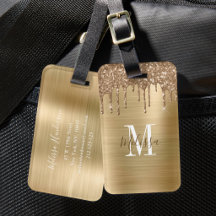 Mit Monogramm Gold Glitzer Tropfen Metal