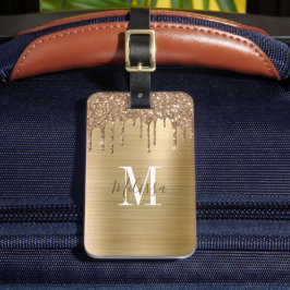 Mit Monogramm Gold Glitzer Tropfen Metal Gepäckanhänger