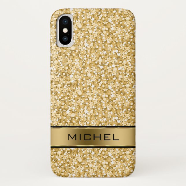 Mit Monogramm Gold Glitzer Weißer Spargel Case-Mate iPhone Hülle (Rückseite)