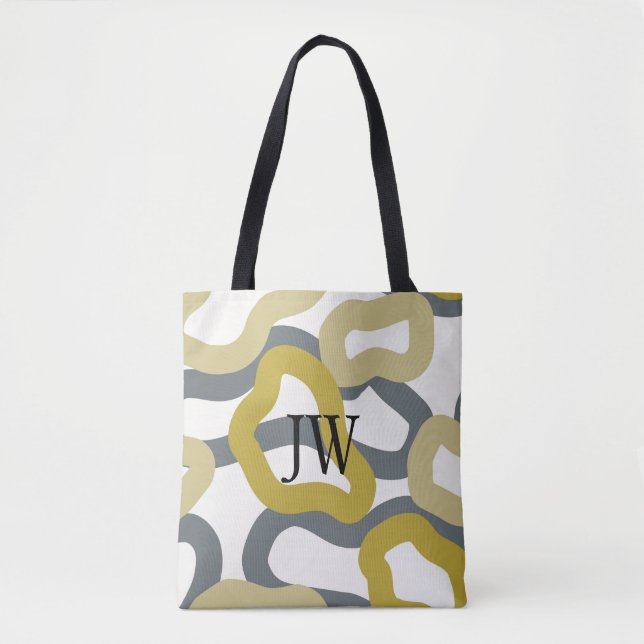 Mit Monogramm Gold Gray Moderne U-Bahn Tasche (Vorderseite)