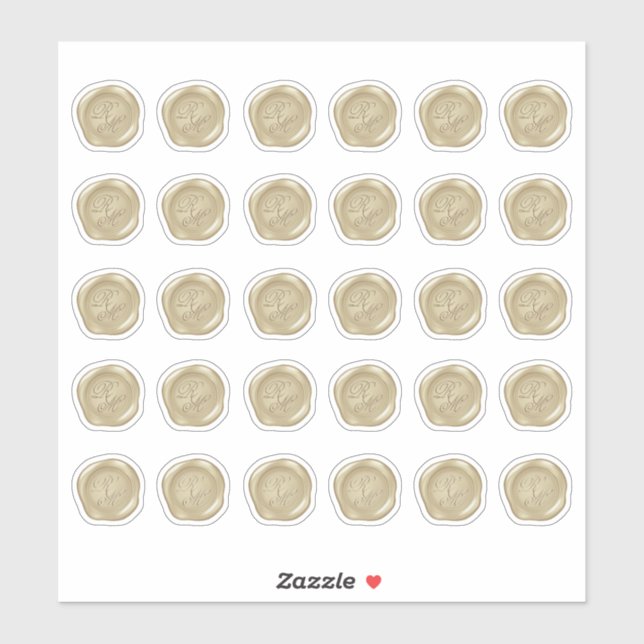 Mit Monogramm Gold Imitate Wax Siegel Aufkleber (Blatt)