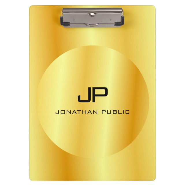 Mit Monogramm Gold Look Elegante Trendy Template Klemmbrett (Vorderseite)