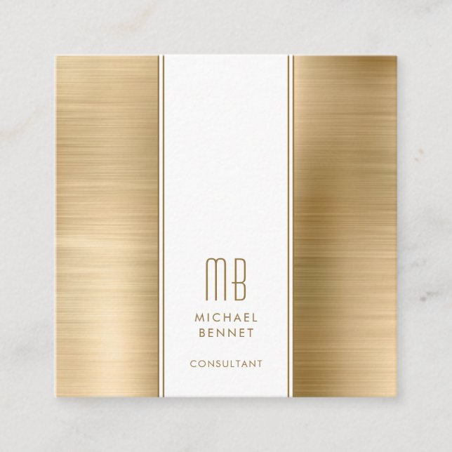 Mit Monogramm Gold Metallic Foil Consultant Quadratische Visitenkarte (Vorderseite)